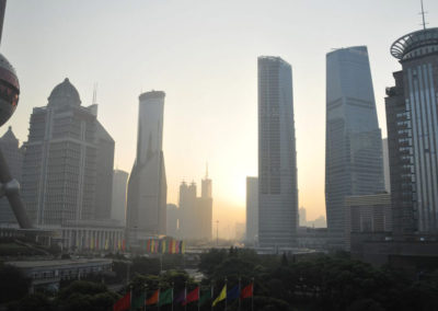 Lever de soleil sur Pudong, à Shanghai